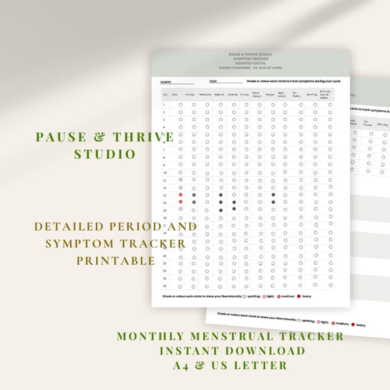 Period & Symptom Tracker Printable | Perimenopause Tracker | Hormone ...