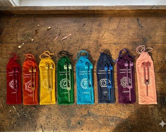 8 pcs Chakra Tuning Fork Set Pro - 7 chakra + soul connect in velvet bag