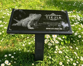 Personalisierte Eidechse Gedenkstein, benutzerdefinierte Granit Grabstein mit Foto, Garten Tribut für Reptilienliebhaber