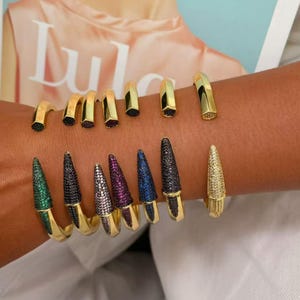 1 szt. 18-karatowego złota bransoletka i pierścionek z cyrkoniami, neutralny dla płci, wielokolorowy mankiet z kolcami, spersonalizowana biżuteria unisex