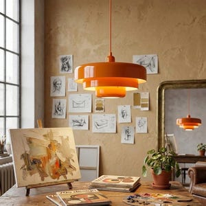 Mid Century Modern Pendant Light, Retro Hanging Ceiling Lamp, Scandinavian Chandelier for Dining Room, Vintage Nordic Minimalist Fixture