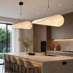 Handgemaakte Wabi Sabi zijden hanglamp, Japandi hanglamp, moderne Scandinavische plafondlamp, minimalistische kroonluchter
