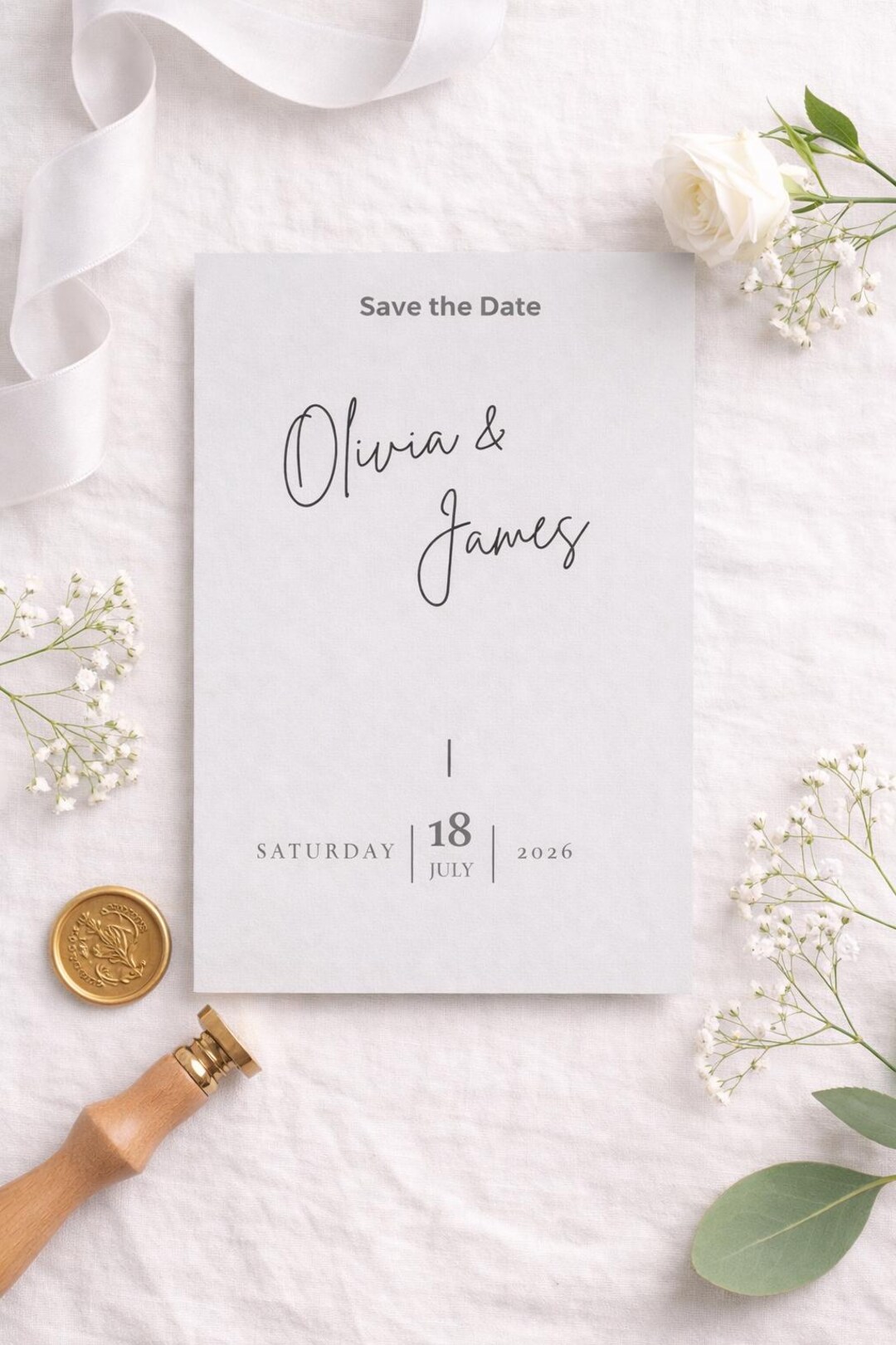 Minimalist Save the Date Template Canva Editable Wedding Announcement ...