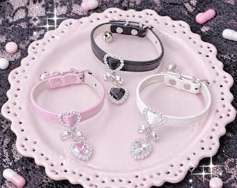 Handmade Leather Heart Charm Bracelet: Jirai Kei, Yami Kawaii, J-Fashion Accessory