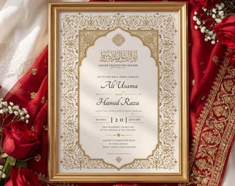 Printable Nikkah Invitation Template, Canva Editable Wedding Invite, Tezhip Style Wedding Invitation, Luxury Nikah Nama, Canva Editable 5x7