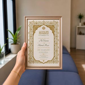 Printable Nikkah Invitation Template, Canva Editable Wedding Invite, Tezhip Style Wedding Invitation, Luxury Nikah Nama, Canva Editable 5x7