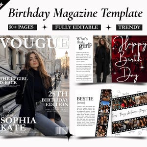 Birthday Magazine Template For Best Friend | Vogue Style Keepsake | Canva Magazine Template | Custom Birthday Magazine | Personalized Gift