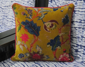 Senf Floral Samtkissenbezug, 20 x 20 Zoll weicher Dekokissenbezug