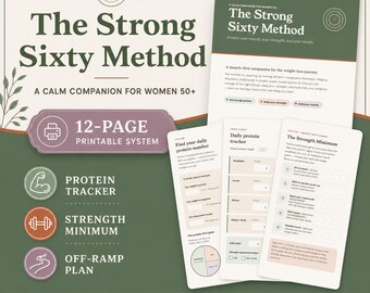 Journal BPL-1 imprimable pour les femmes de plus de 50 ans | Plan de force et guide de sortie | Weight Loss Companion Ozempic Wegovy Protein Tracker Imprimable