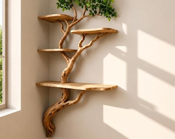 Tree Wall Shelf, Natural Wood Floating Shelves, Rustic Tree Branch Shelf, Boho Wall Decor, Handmade Wooden Wall Shelf, Unique Tree Shelf