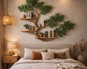 Tree Wall Shelf, Natural Wood Floating Shelves, Rustic Tree Branch Shelf, Boho Wall Decor, Handmade Wooden Wall Shelf, Unique Tree Shelf