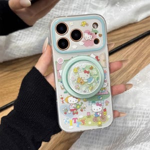Multicolor Hello Kitty "Rainbow Hearts" MagSafe Phone Case with Round Color-Matching Magnetic Stand, Compatible with iPhone 15/16/17 Pro Max image 2