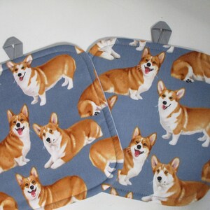 Set (2) Sweet Pembroke Welsh Corgi on Gray print heavy duty cotton Potholders