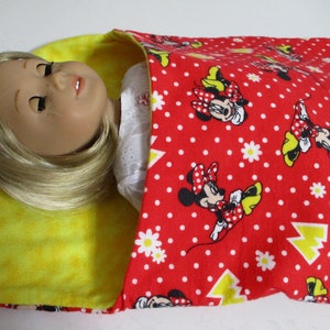 New! 18&quot; Dolls & Baby Dolls Sweet, Cute Minnie Mouse Allover Print Sleeping Bag