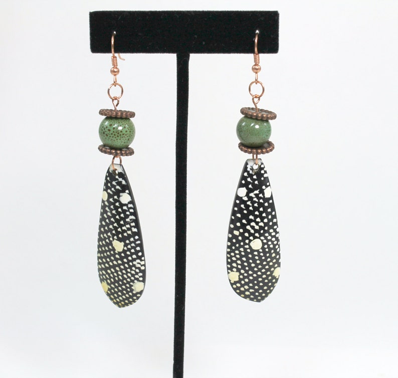 Tribal Earrings, Beaded Earrings, African Earrings, Copper, Green Earrings image 4