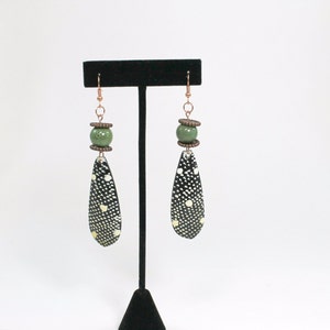 Tribal Earrings, Beaded Earrings, African Earrings, Copper, Green Earrings image 1