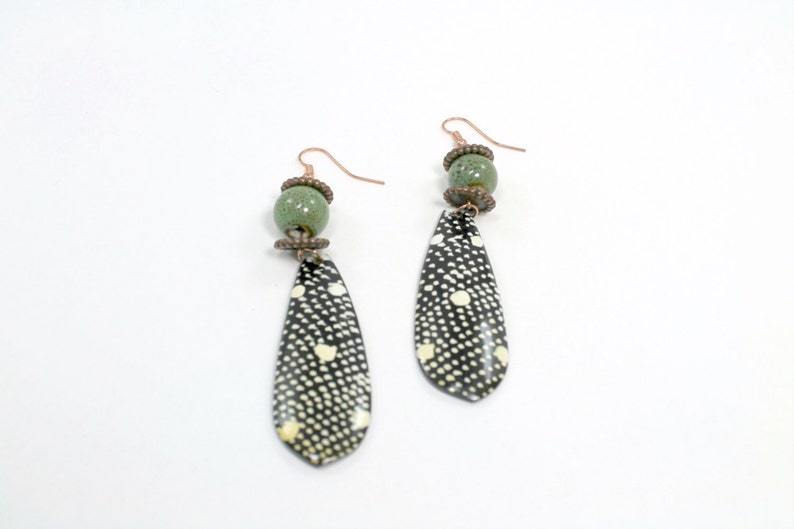 Tribal Earrings, Beaded Earrings, African Earrings, Copper, Green Earrings image 5