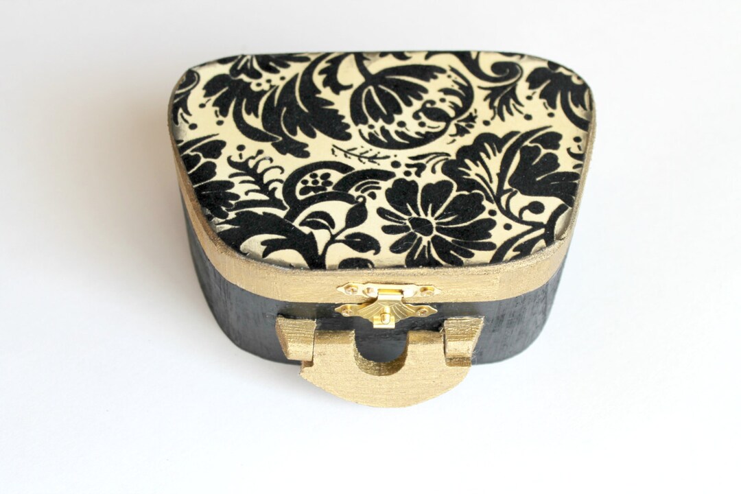 Black and White Decorative Box Jewelry Box Wooden Jewelry Etsy