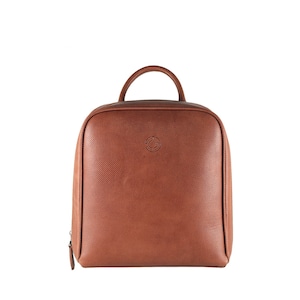 Handmade leather backpack JOE small in brown, perforated laser-cut | Urban backpack, zip backpack, kids mini backpack | Ethically made