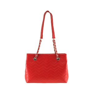 Handgefertigte Ledertasche GIANNA klein in Ferrari-Rouse Rot, handgesteppt | City Tote, Business Frauen Tasche, Tasche für die Reise | Ethisch hergestellt