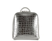 Handmade leather backpack JOE small backpack in silver, croc crocodile alligator (Italian calfskin - FREE shipping)