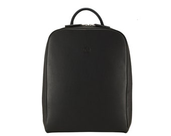Sac à dos pour ordinateur portable en cuir fait main JOE - Noir, pleine fleur | Sac à dos urbain, sac à dos unisexe, sac à dos pour homme - cadeau pour lui | Fabriqué de manière éthique