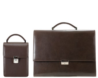 Handmade leather briefcase in deep brown | VENDOR in pebble x MANDEL | Mens business bag, attache, document holder, architect | Ethically