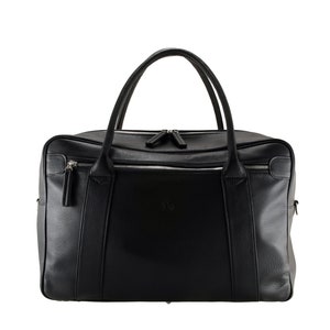Bolsa de viagem de couro feita à mão UDO pequena na cor preta, feita sob medida | Bolsa de negócios, bolsa para pernoite - presente masculino, estilo elegante | Fabricado eticamente