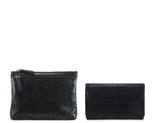 Handmade blue leather bags NETTA zip purse in snake x flap bag in dot print suede (Premium, unique, Italian calfskin - FREE shipping