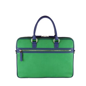 Leather mens briefcase DAN in green, blue | Business bag, timeless work bag, modern mens bag, mens gift | Ethically made
