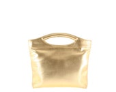 Gold leather evening bag ANDREA - leather, wedding bag, bridesmaid gift (Premium bag, unique, Italian calfskin - FREE shipping)