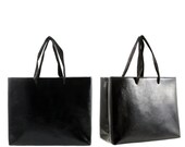 Handmade leather shopper S-bag in black, crankled patent or custom made Zero waste, eco friendly, save, market bag Ethically made