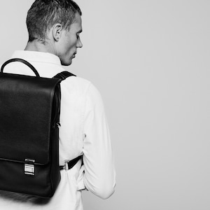 Handmade leather laptop backpack TIM | Everyday work backpack, flap backpack, mens business bag, messenger bag, briefcase | Ethically made