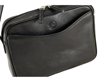 Handmade leather crossbody bag MARA in black | Unisex leather bag, timeless gift | Ethically made
