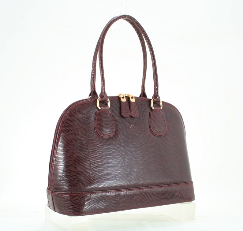 Luxury, unique, handmade, Italian calfskin - FREE shipping ANIKO in lizard x NORA in woven braided Burgundy leather shoulder bag