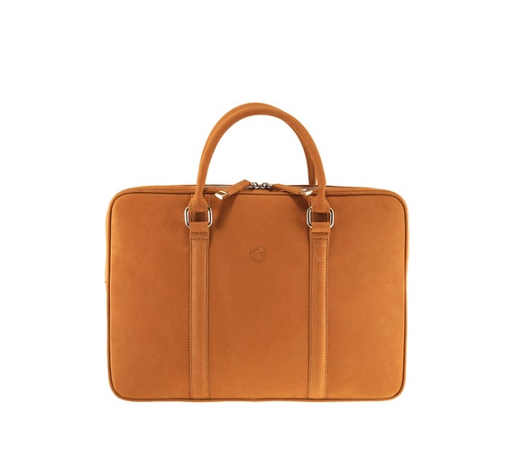 Camel leather briefcase best sale