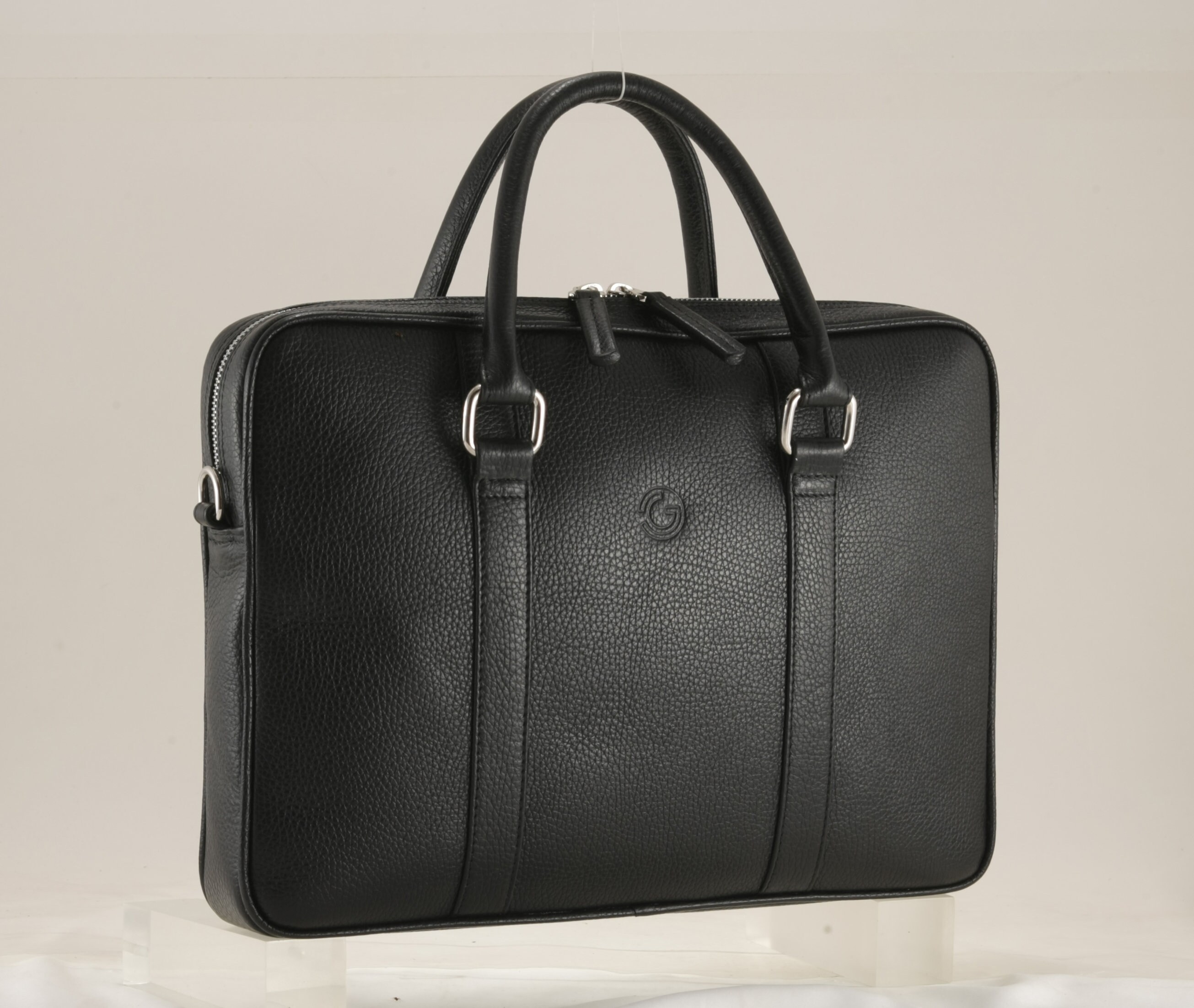 Handmade Leather Mens Business Bag DAN in Black, Pebble | Unisex