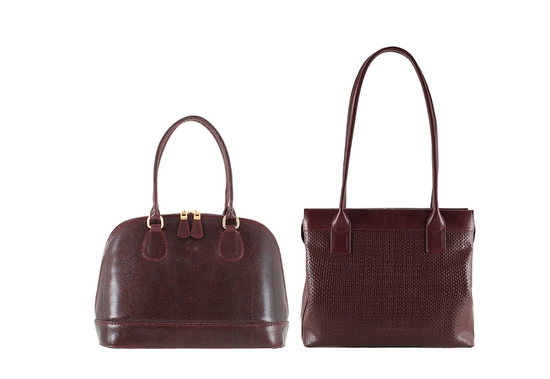 Luxury, unique, handmade, Italian calfskin - FREE shipping ANIKO in lizard x NORA in woven braided Burgundy leather shoulder bag