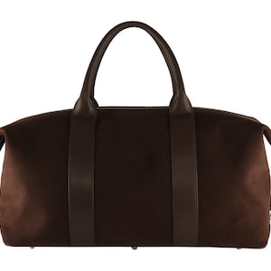 Handmade leather travel bag DANNY in chocolate brown, premium suede | Business bag, overnight bag | Ethically made