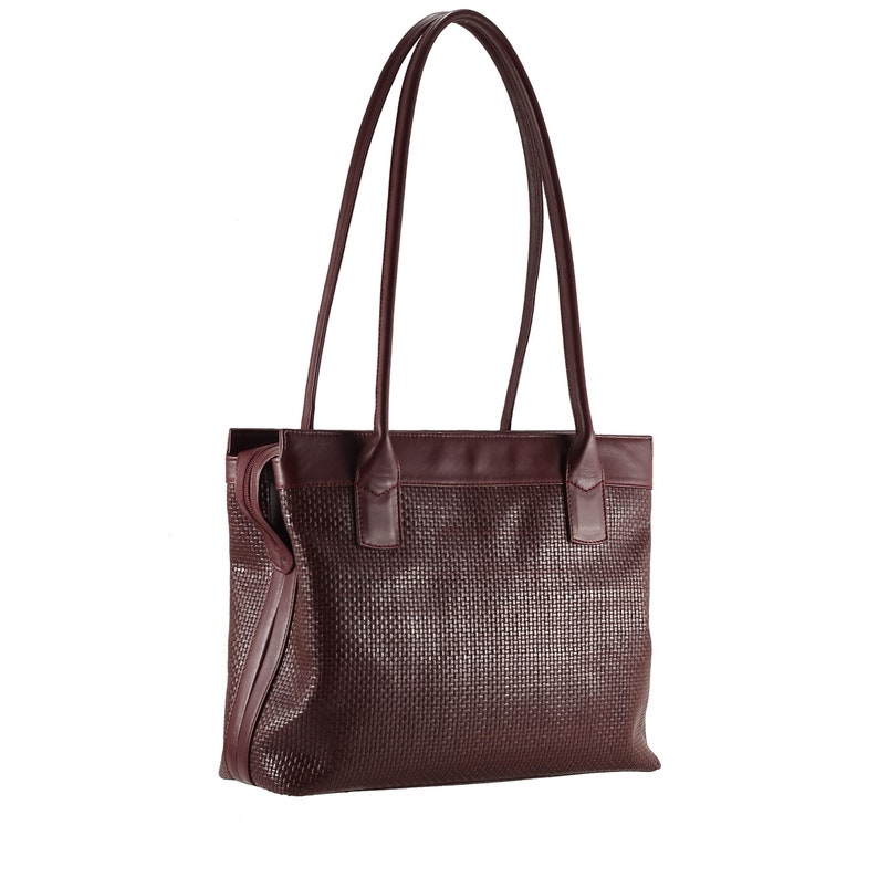 Luxury, unique, handmade, Italian calfskin - FREE shipping ANIKO in lizard x NORA in woven braided Burgundy leather shoulder bag