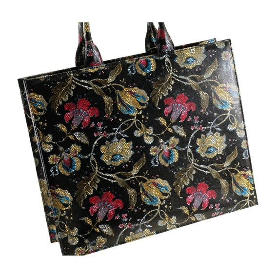 Acquista Borsa da donna in pelle Pu a fiori Borse a tracolla da donna grandi Borsa a tracolla con stampa a colori di marca famosa di design Lady Tote in Italia a