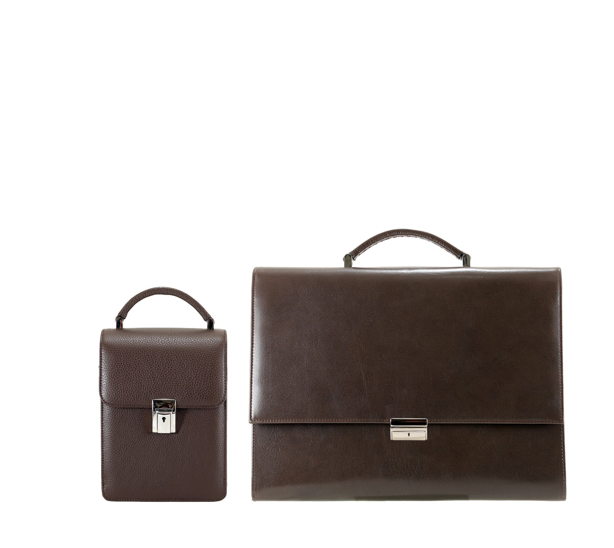 Handmade Leather Briefcase in Deep Brown | VENDOR in Pebble X MANDEL ...