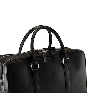 Sac d'affaires en cuir fait main DENIS en 3 parties - noir, galet | Sac d'affaires pour homme, sac de week-end, sac de voyage - cadeau sur mesure | Fabriqué de manière éthique