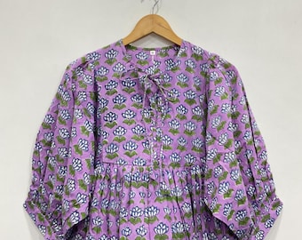 Block Print Cotton Summer Dress: Indian Printed Floral Design Dress