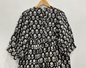 Hand Block Print Cotton Gauze Dress: Floral Midi Dress