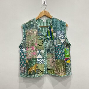 Patchwork Cotton Sleeveless Jacket: Hand Block Print Women Jacket