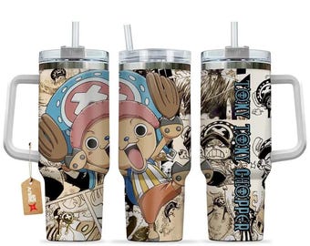 Roronoa Zoro Tumbler 40oz With Handle Stainless Steel Tumbler, One Piece Inspired Tumbler, The Pirate Hunter Santoryu Cup, Iced Coffee