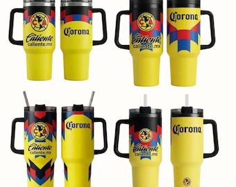 Mexico Soccer Yellow Tumbler 40oz 20oz Handle Cup National Team Inspired Travel Mug Football Supporter Drinkware Gift