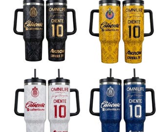 Personalized Chivas Guadalajara Calie Black Tumbler 40oz Handle, Cup Soccer Club Mug Fan Drinkware Gift, Gift for fan