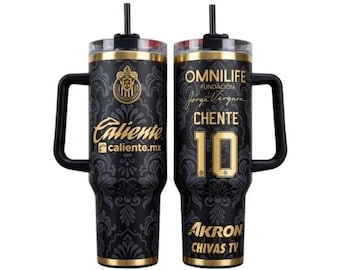 Personalized Chivas Guadalajara Calie Black Tumbler 40oz 20oz Handle, Cup Soccer Club Mug Fan Drinkware Gift, Gift for fan